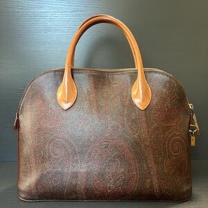 Etro Brown and Tan Paisley Satchel